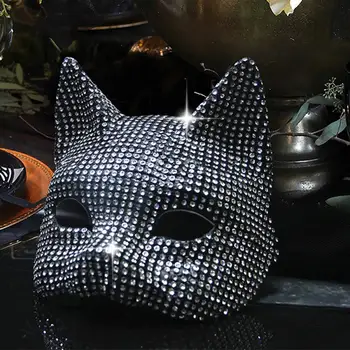 Gato preto Rosto Metade do Rosto de Halloween Festa de Máscaras Segunda Dimensão de Dança Máscara de Látex Máscara de super-Herói do Filme Cosplay Máscaras