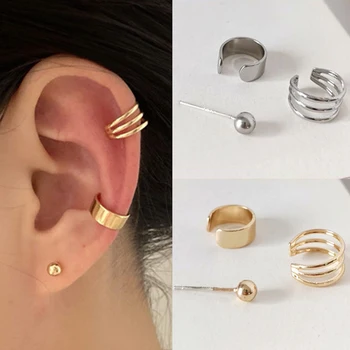 3pcs/set Geometria Clipe de Brincos para Mulheres Criativas Simples C Ear Cuff Não-Piercing Ossos do Ouvido Ear Clip Pequenos Brincos Jóias