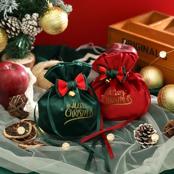 Natal Veludo Sacos De Presente De Casamento De Chocolate De Embalagem De Saco De Jóias Favor Caixa De Cordão Pacote De Sacos De Presente De Materiais De Embrulho