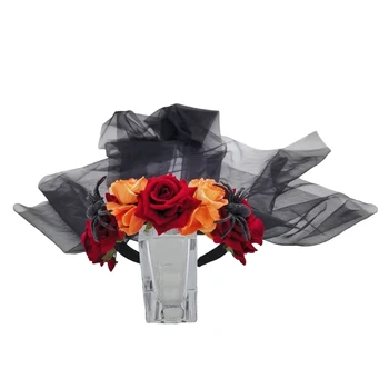 652F de Halloween Assustador Noiva Cabeça com o Véu de Noiva de Cabelo Aro Traje Headwear de Aniversário de Cosplay Capacete do Traje