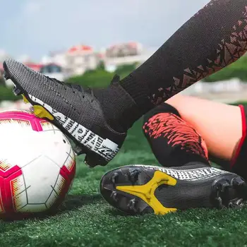 Homens sapatos de futebol, de alta e baixa botas de futebol, ao ar livre antiderrapante, multi colorido grama, sapatos de treino