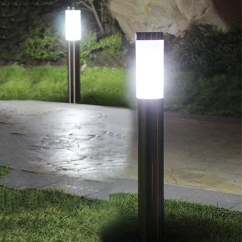Exterior de Aço inoxidável Lanterna Caminho de Luz com E27 Lâmpada da Cerca de Lâmpada do Assoalho Colunas Via Luz Deck Jardim Amarração Luz
