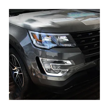 Carro pára-choque Dianteiro de Neblina Tampa da Lâmpada da Luz de Névoa de Guarnição para Ford Explorer 2016 2017 Acessórios 2PCS de Prata