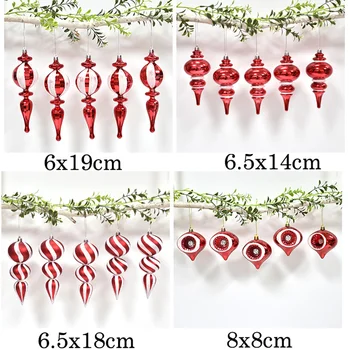 5pcs/Set PVC Vermelho Branco Cabaça Forma de Decoração de Árvore de Natal Pendurando Pingente de Enfeites de Natal de Ano Novo Ofício Pingentes de Navidad
