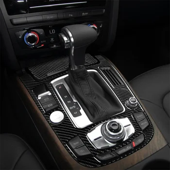 Para a Audi A4L, A5, Q5 2009-2016 B8 Real de Fibra de Carbono, Etiqueta Centro de Controle de Caixa de Engrenagem de Mudança Painel de Surround Interiores Acessórios do Carro