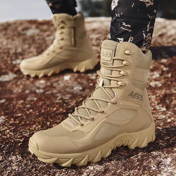 Homens novos de Alta Qualidade da Marca Militares, Botas de Couro de Especial Força Tática Deserto de Homens de Combate Botas do Exterior Sapatos Ankle Boots