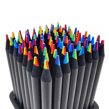 12pcs pastel 7 Cores Concêntricos Gradiente de arco-íris, Lápis, Lápis de cor, Lápis de cor Definido barato kawaii papelaria Arte de Pintura, Desenho