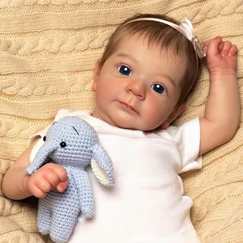 45cm Reborn Baby Doll Felicia Já Terminou a Boneca com enraizada Cabelo Vinil Macio Bebê Recém-nascido 3D Pele Visível Veias